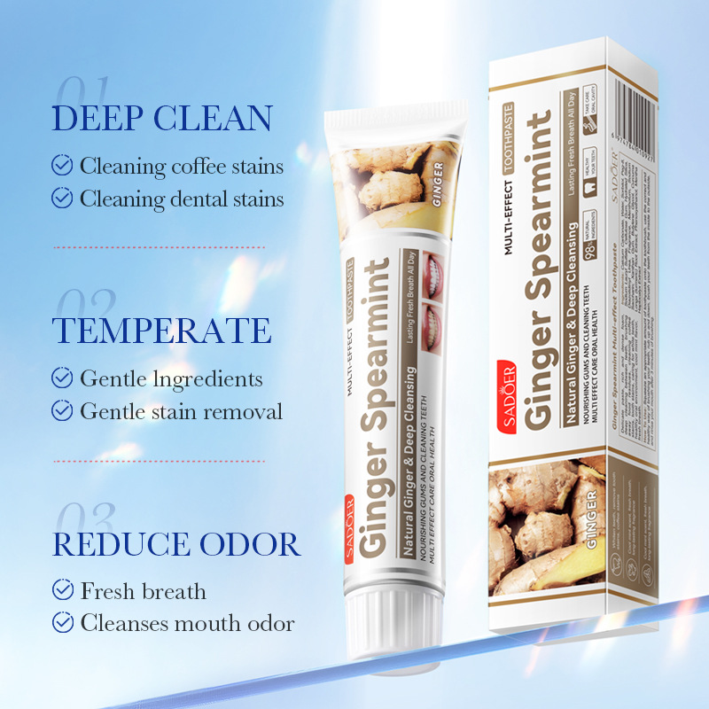 All-english SADOER Ginger and Mint multi-effect Gum Care Toothpaste for cleaning tartar and strengthening teeth cross-border export wholesale details Picture
