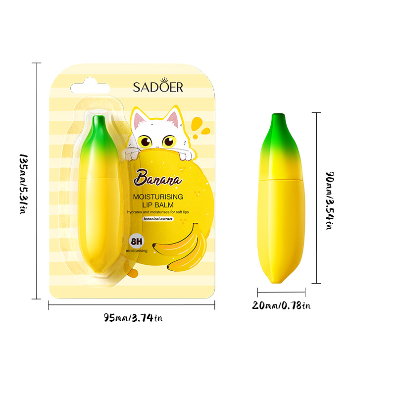 All-english SADOER banana lip balm for autumn and winter lip care and anti-cracking lip balm cross-border export wholesale Item Picture