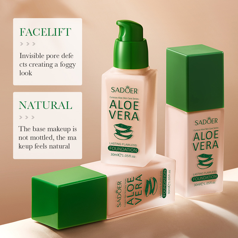 SADOER Aloe Vera Long-lasting Flawless Foundation is not prone to smudging, powder sticking or concealing. Cross-border export wholesale Specification drawing