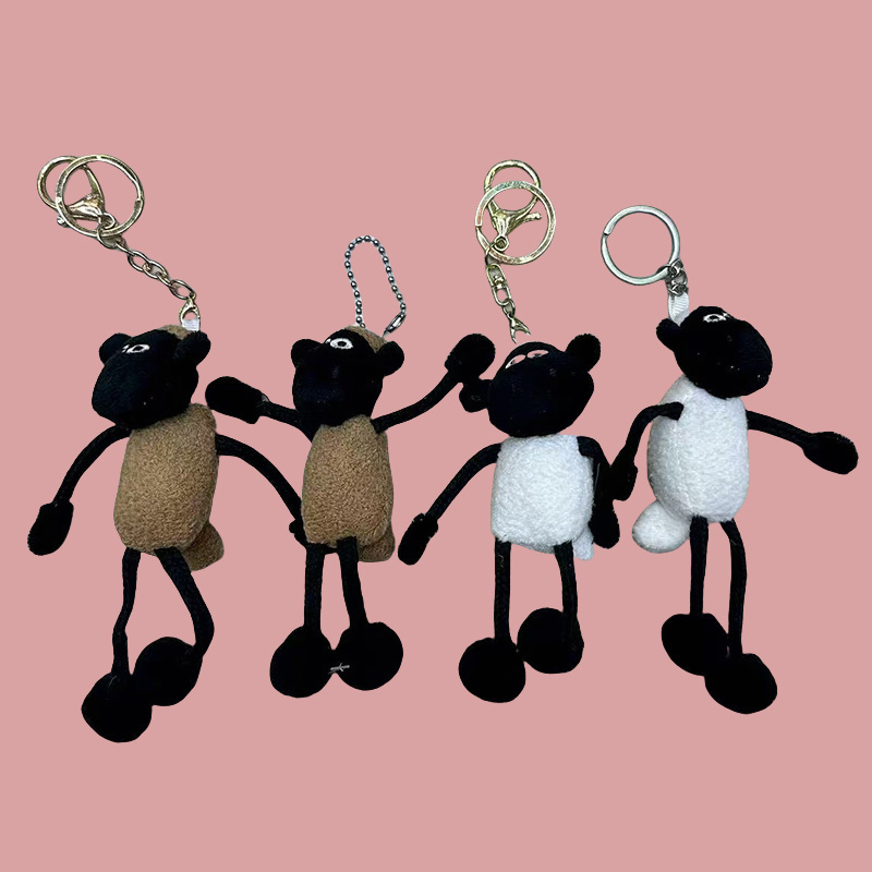 Hanging Foot Sean Sheep Anthropomorphic Plush Toy, Animal Creative Doll, Cartoon Peripheral Pendant, Plush Doll Pendant, Keychain, Cloth Doll Pendant, Cute Decorative Gift, Claw Machine Factory Direct Sales