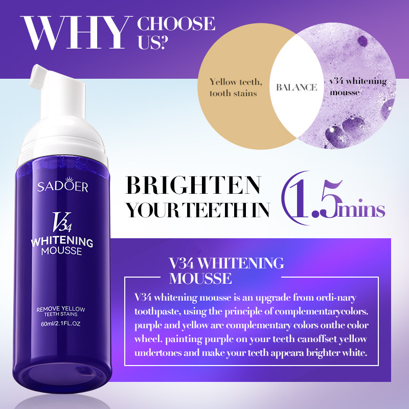 Cross-border wholesale of SADOERV34 whitening mousse for teeth cleaning and gum protection foam toothpaste in full English Specification drawing