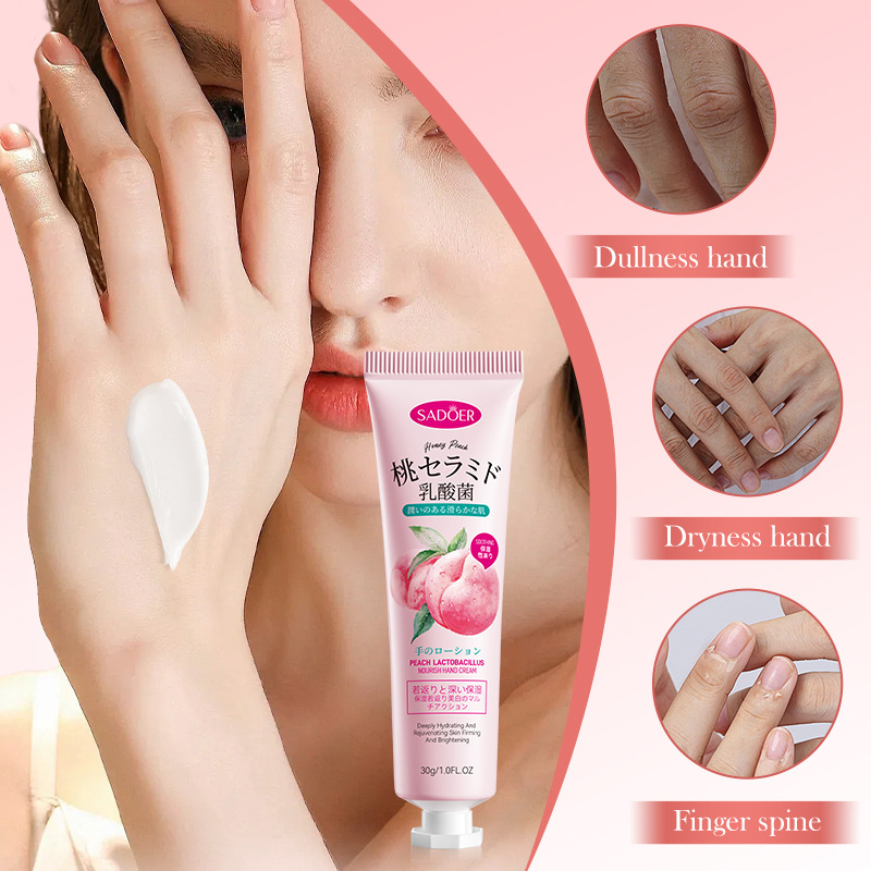 SADOER Peach Lactic Acid Bacteria Nourishing Hand Cream for Autumn and Winter Anti-cracking Hand Cream Cross-border export wholesale Specification drawing