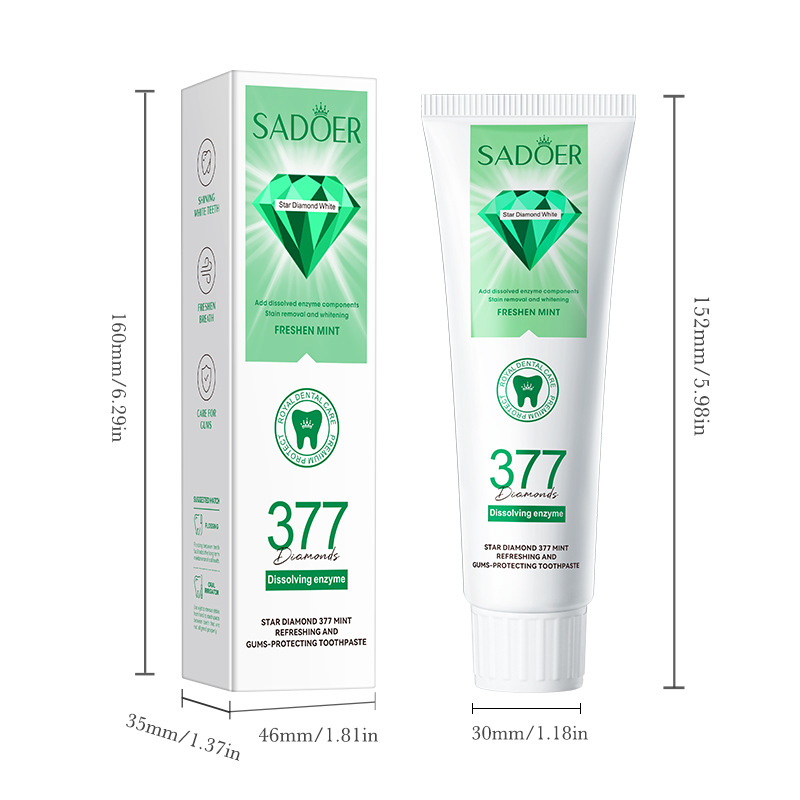 SADOER Star Diamond 377 Mint Refreshing Gum Care Toothpaste for Teeth Cleaning cross-border export wholesale Item Picture