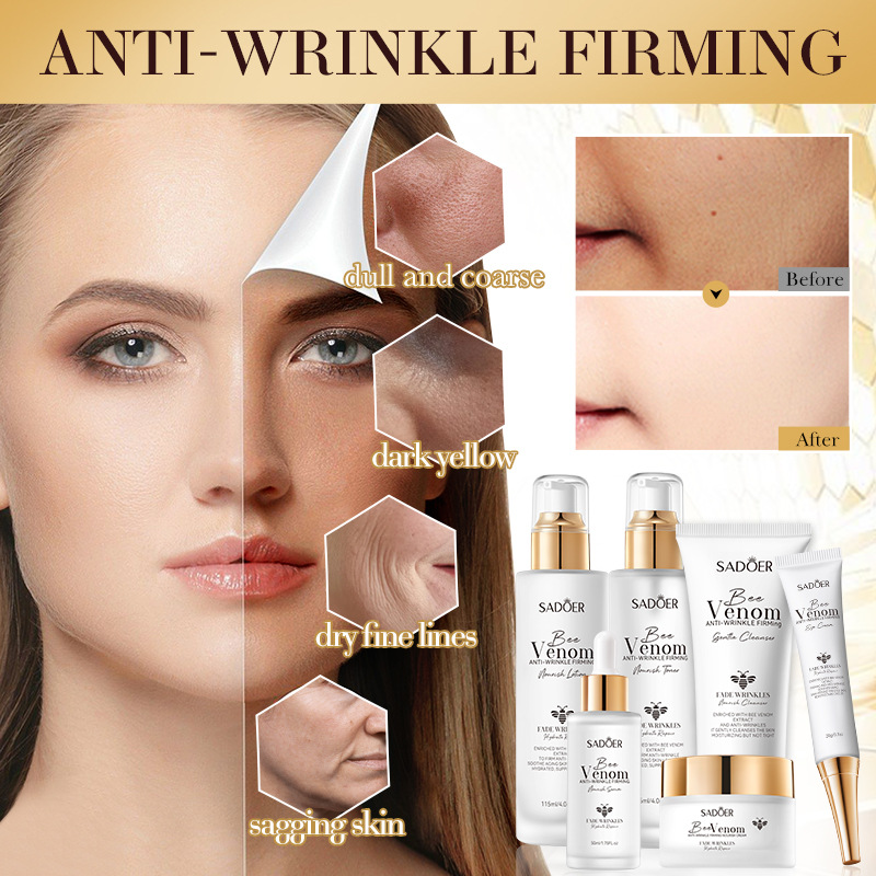 Cross-border export wholesale of SADOER bee Venom anti-wrinkle, Firming and Nourishing six-piece skincare set details Picture