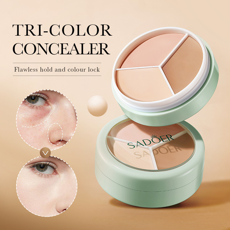 All-english SADOER Contouring and beautifying Art three-color Concealer Cosmetics Foundation Cream cross-border export wholesale details Picture