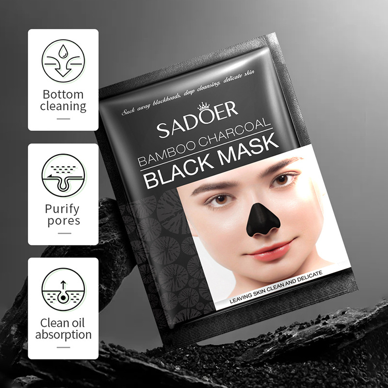 Cross-border export wholesale of SADOER bamboo charcoal Blackhead suction nasal patches for removing blackheads and T-zone care nasal patches details Picture