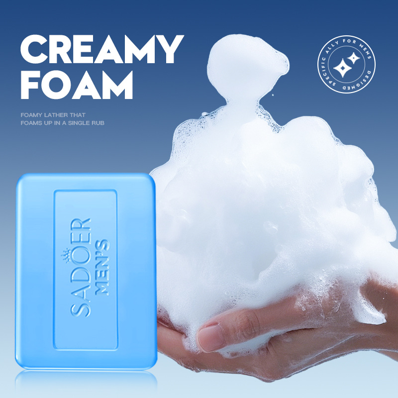 SADOER men's three-in-one soap in English, handmade soap for cleansing the body, universal soap for cross-border export wholesale Specification drawing