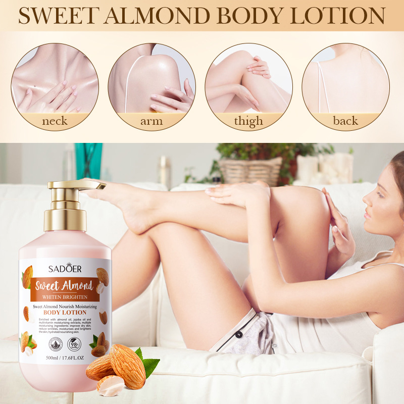 Full English SADOER Sweet Almond Moisturizing Body Lotion and Hydrating Body Lotion cross-border export wholesale details Picture