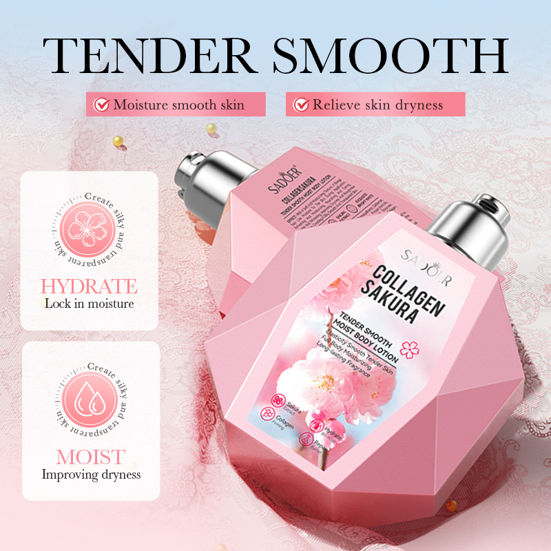 Full English SADOER Sakura Collagen Moisturizing and Smoothing Body Lotion Cross-border export wholesale details Picture