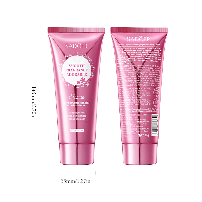 SADOER Cherry Blossom Moisturizing Crystal Sparkling Sparkling Date Body Lotion Cross-border Export Wholesale Item Picture