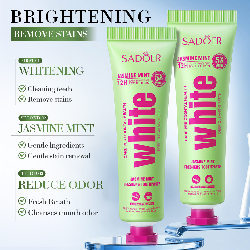 SADOER Jasmine Mint Refreshing Toothpaste for teeth cleaning, cross-border export wholesale Specification drawing
