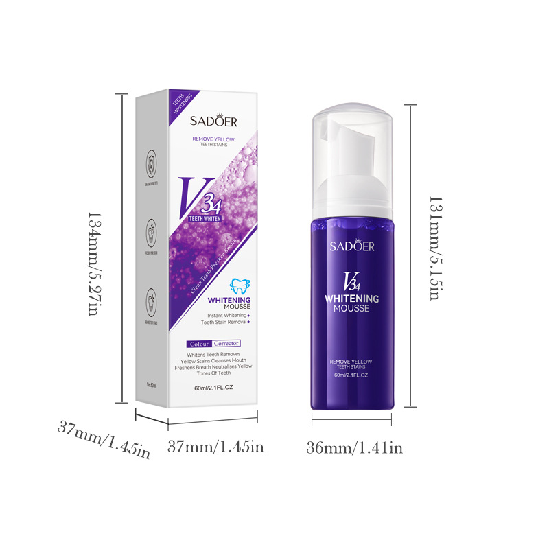 Cross-border wholesale of SADOERV34 whitening mousse for teeth cleaning and gum protection foam toothpaste in full English Item Picture