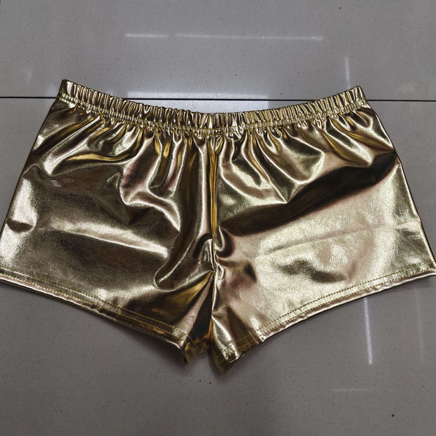 Factory direct sale  跨境新款短裤亲子服装 活动舞台装松紧腰彩色烫金漆皮性感热裤 派对服装详情图1