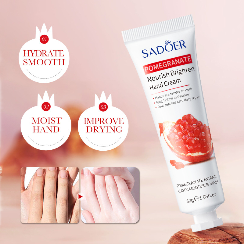 SADOER Pomegranate Moisturizing and Brightening Hand Cream, Hydrating, Refreshing and portable Hand cream, cross-border export wholesale Specification drawing
