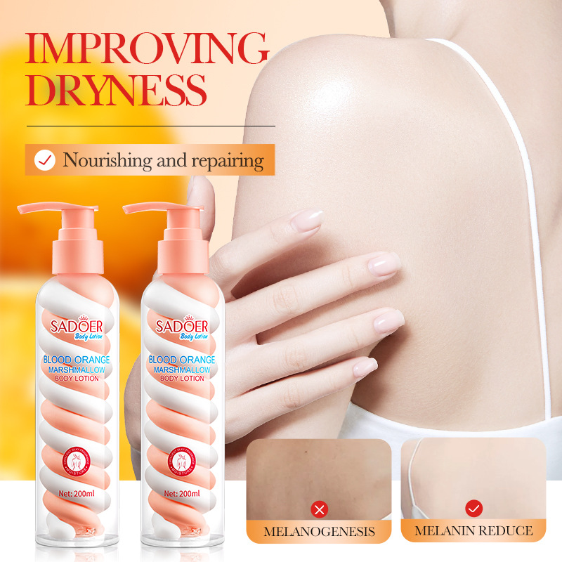 SADOER Nicotinamide Marshmallow Body Lotion for moisturizing, hydrating, even, smooth and beautiful cross-border wholesale Specification drawing