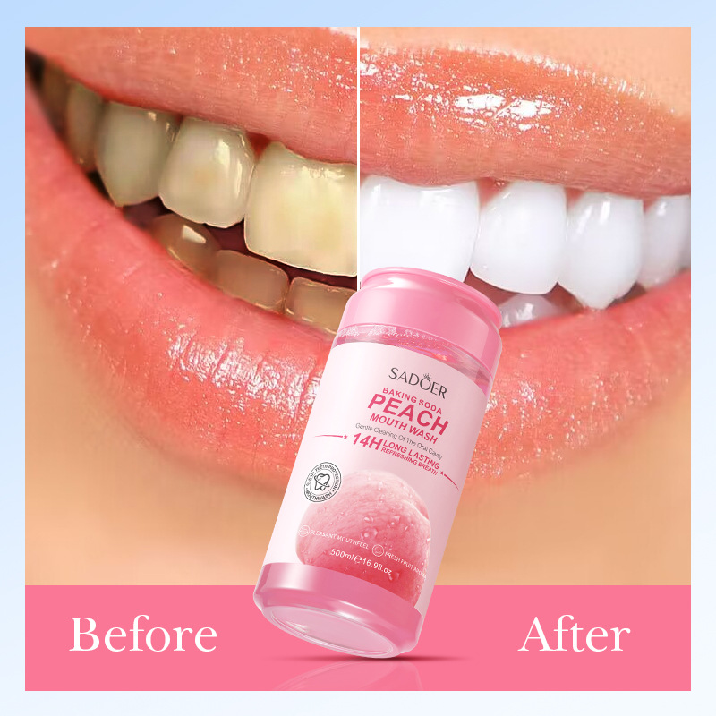 All-english SADOER baking soda, Vitality Peach Mouthwash for removing tooth stains, cross-border export wholesale Application Scenario