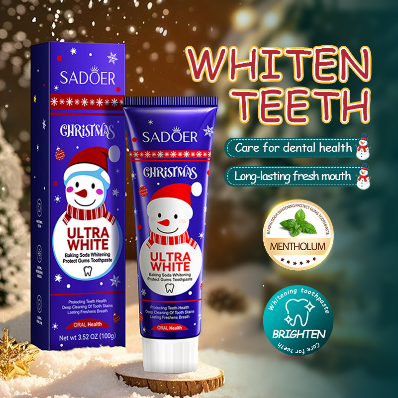 Cross-border export wholesale of SADOER Christmas baking soda whitening and gum protection toothpaste for teeth cleaning details Picture