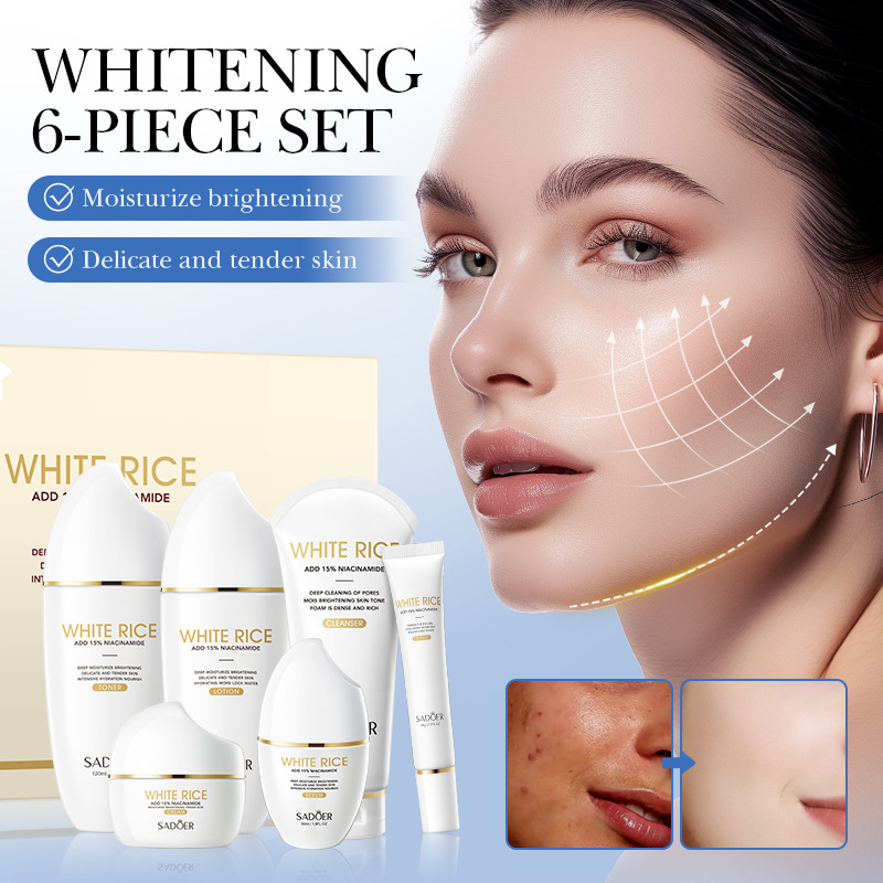 Cross-border wholesale of SADOER White Rice Nicotinamide Brightening Moisturizing Set and Nourishing skin Care products in full English details Picture