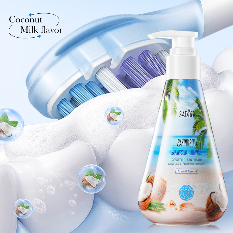 All-english SADOER baking soda Deep Whitening Toothpaste for cleaning teeth and refreshing the mouth cross-border export wholesale Application Scenario