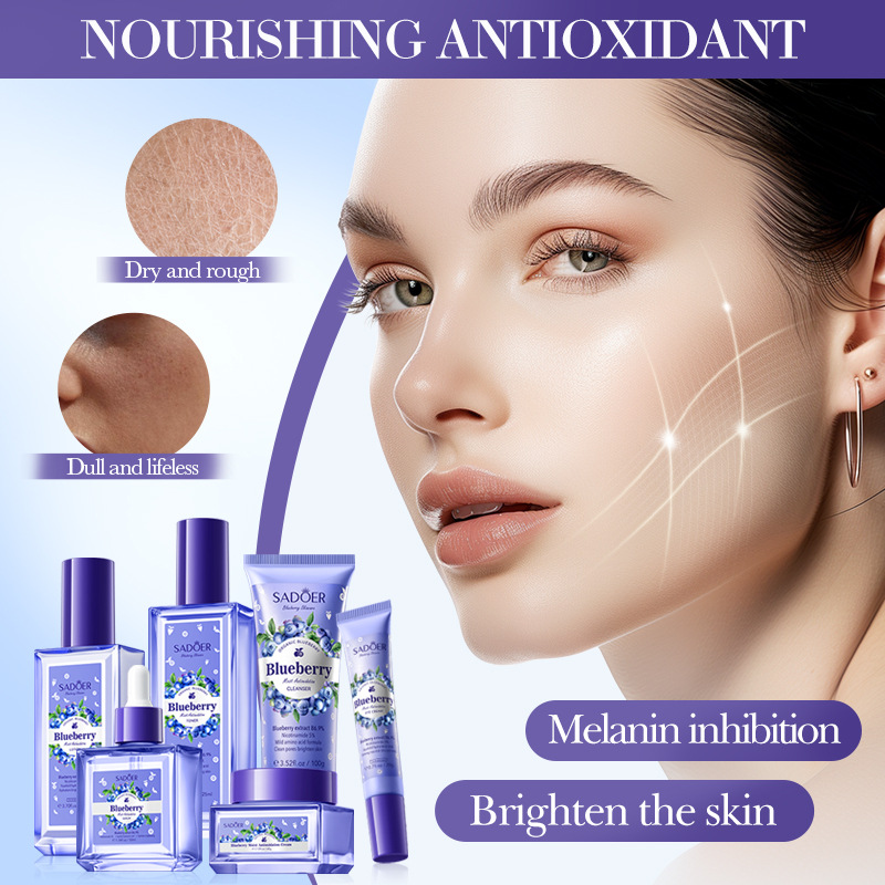 Cross-border wholesale of SADOER Blueberry Hyaluronic Acid Moisturizing Six-piece Set and hydrating skin care products in full English Application Scenario