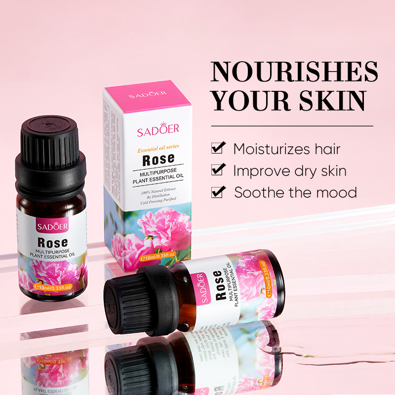 Cross-border export wholesale of SADOER rose essential oil for locking in moisture, smoothing out skin tone, massage essential oil and body care Item Picture
