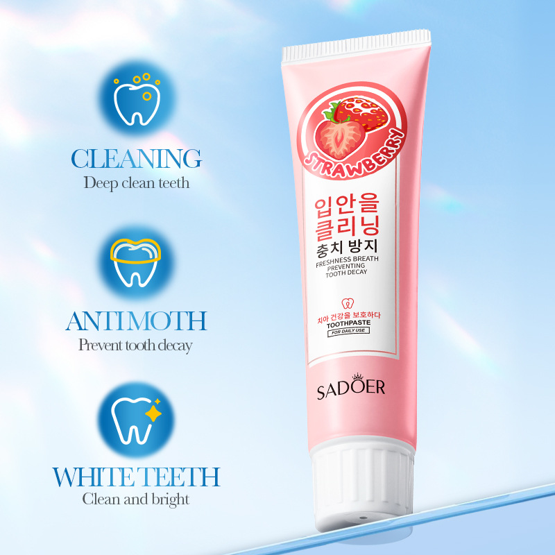 SADOER Strawberry Fresh anti-Cavity Toothpaste for Teeth cleaning, beautifying teeth and protecting gums cross-border export wholesale Specification drawing