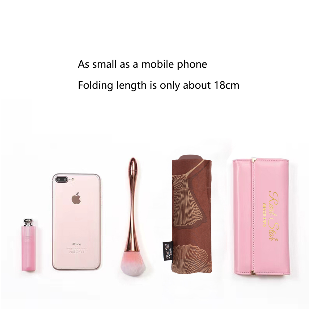 Xingbao Umbrella 5209 50% off Pocket Small Umbrella, all-aluminum alloy green leaf umbrella, Maple leaf pattern Small umbrella, women's pocket umbrella 50% off wholesale Specification image