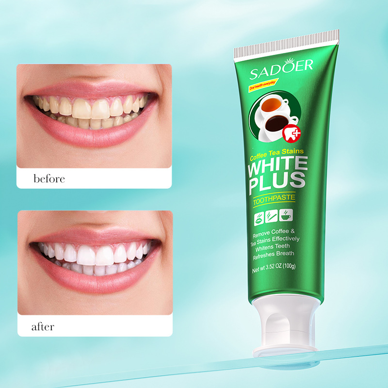 All-english SADOER coffee and tea stain removal toothpaste for oral care, deep cleaning and gum protection toothpaste cross-border wholesale Application Scenario