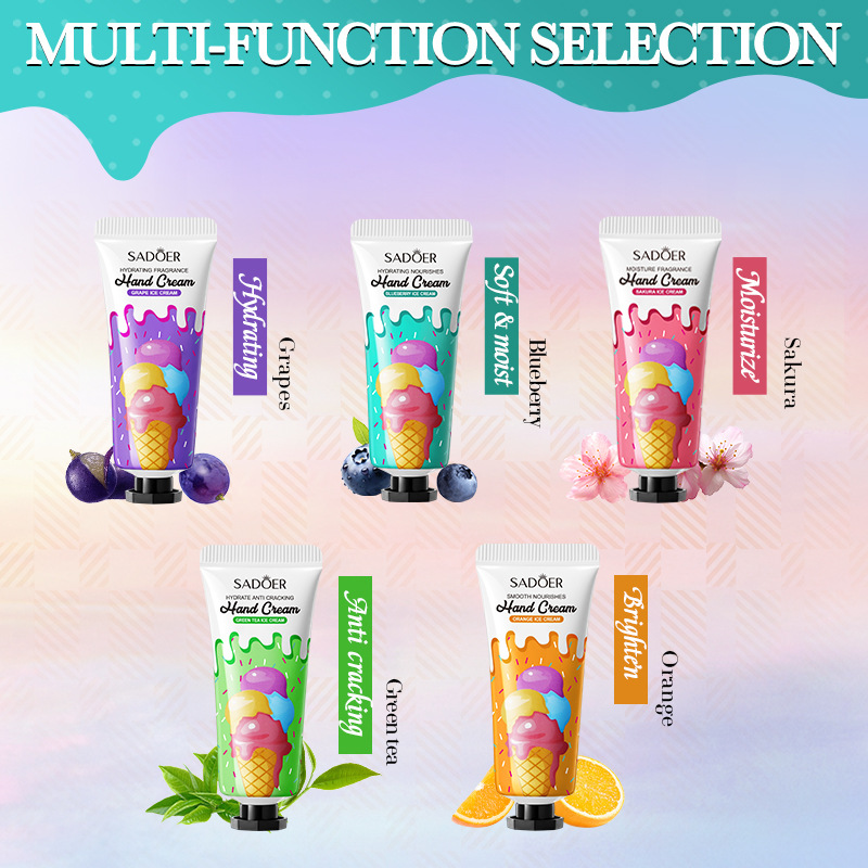 Full English SADOER Ice Cream Moisturizing Hand Cream 5-piece set cross-border export wholesale Application Scenario
