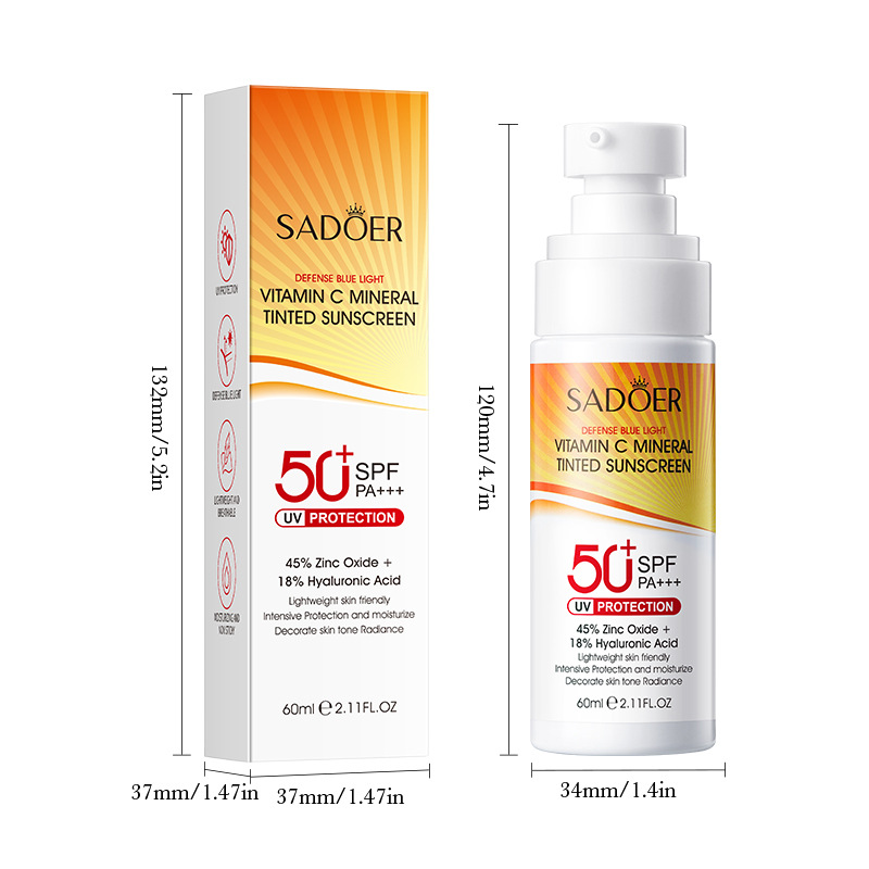 Cross-border wholesale of SADOER Vitamin C mineral tinted sunscreen and isolation sunscreen lotion in English Item Picture