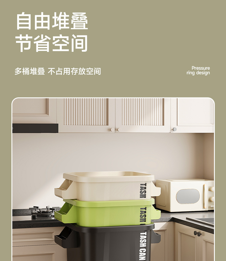 D47-7012 Small kitchen trash can, large capacity, high-end model, uncovered portable sanitary bucket for catering, kitchen waste trash can detail image 3