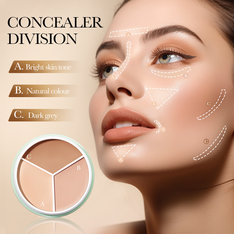 All-english SADOER Contouring and beautifying Art three-color Concealer Cosmetics Foundation Cream cross-border export wholesale Application Scenario