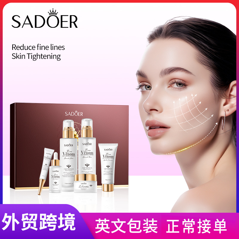 Cross-border export wholesale of SADOER bee Venom anti-wrinkle, Firming and Nourishing six-piece skincare set full figure
