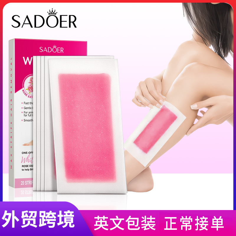 Cross-border wholesale of SADOER Rose Whitening Double-sided Hair removal Wax Paper, armpit and leg Clean Hair Removal Cream full figure