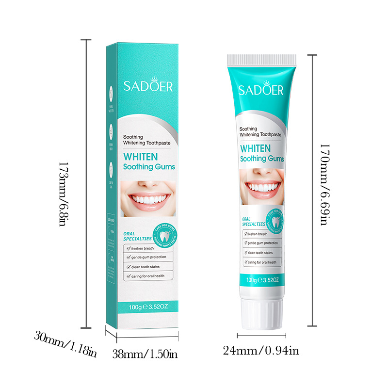 SADOER Soothing Whitening Toothpaste, deep cleaning and tooth strengthening toothpaste, cross-border export wholesale Item Picture