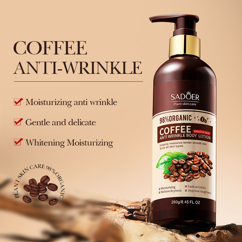 SADOER Coffee Anti-Wrinkle Body Lotion in Full English for moisturizing, hydrating, even and delicate cross-border export wholesale details Picture