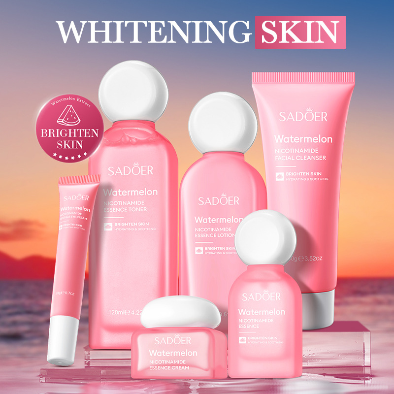 Cross-border wholesale of SADOER Watermelon Nicotinamide six-piece Moisturizing and hydrating set and Box details Picture