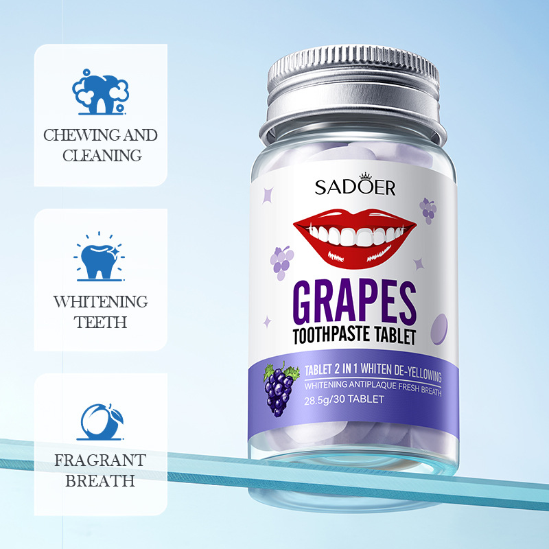 Cross-border export wholesale of SADOER grape Whitening and yellowing Solid Toothpaste series for cleaning dental plaque details Picture