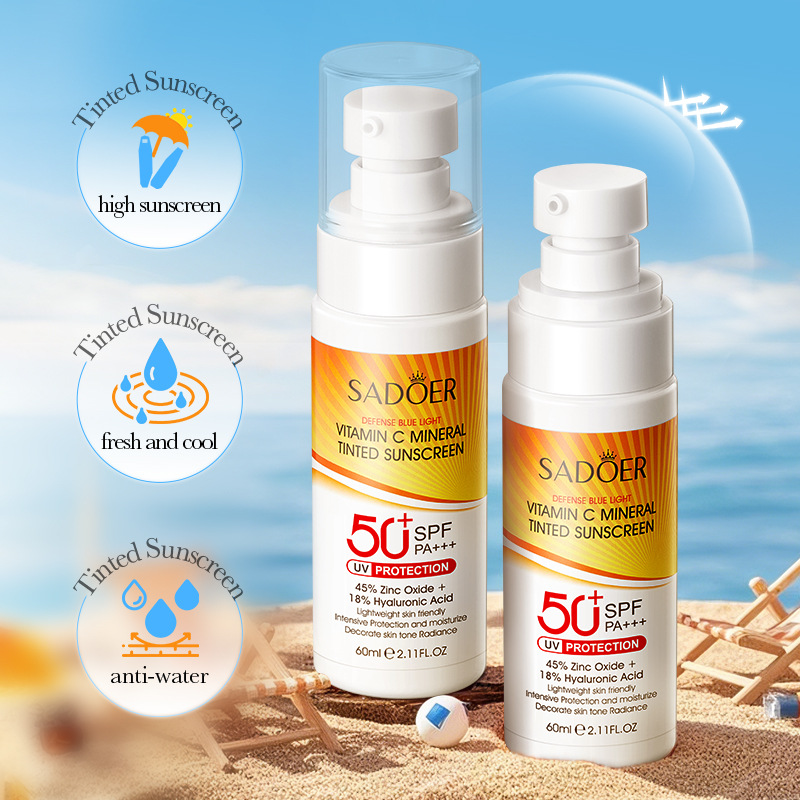 Cross-border wholesale of SADOER Vitamin C mineral tinted sunscreen and isolation sunscreen lotion in English details Picture