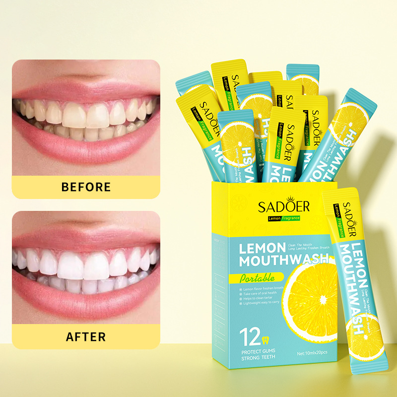 All-english SADOER lemon fruit mouthwash for refreshing the mouth, disposable mouthwash for cross-border export wholesale Item Picture