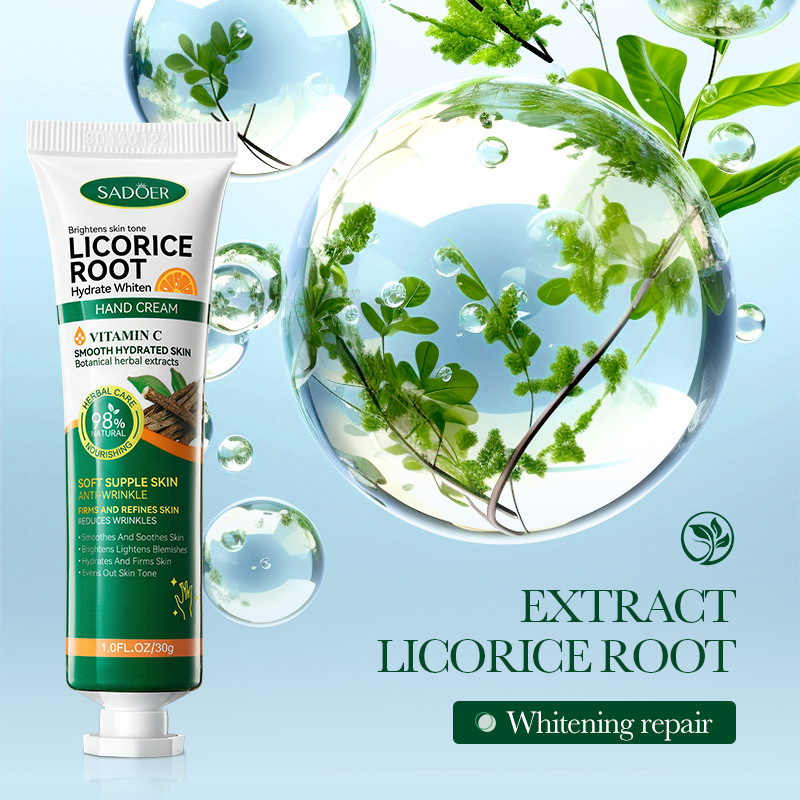 Cross-border export wholesale of SADOER licorice Hydrating Whitening Nourishing Hand Cream for autumn and winter Specification drawing