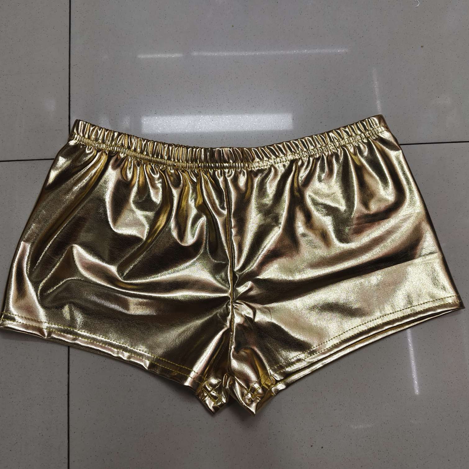 Factory direct sale  跨境新款短裤亲子服装 活动舞台装松紧腰彩色烫金漆皮性感热裤 派对服装详情图2
