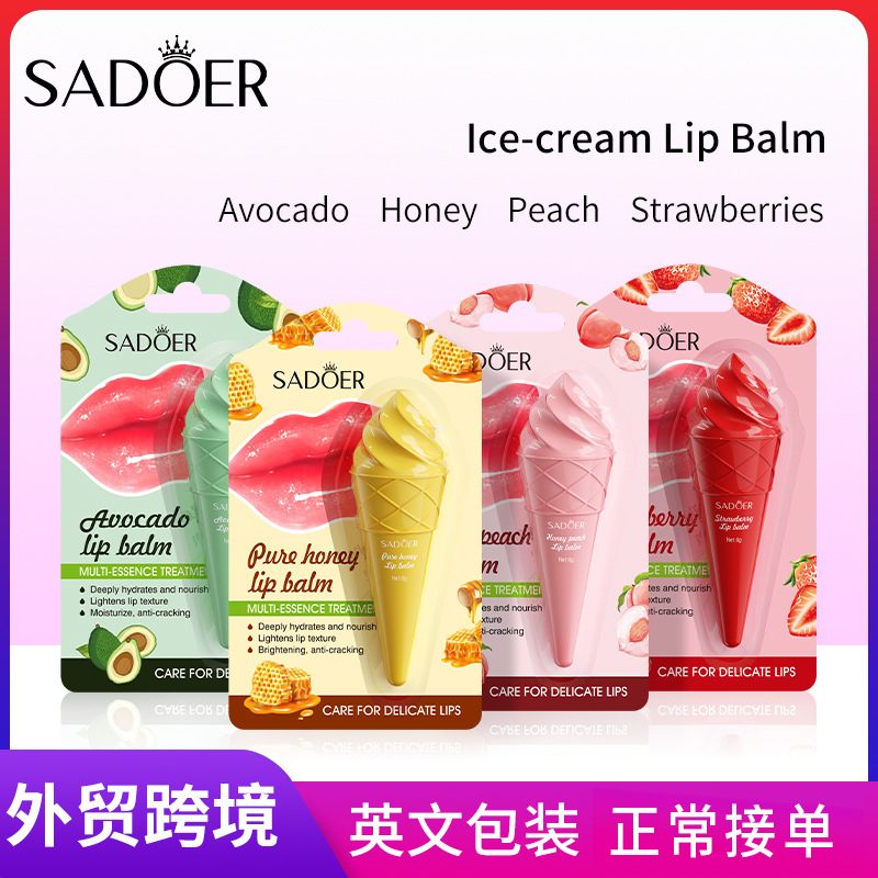 All-english SADOER Avocado Hydrating and Moisturizing Lip Balm Anti-Cracking Lip Balm cross-border export wholesale full figure