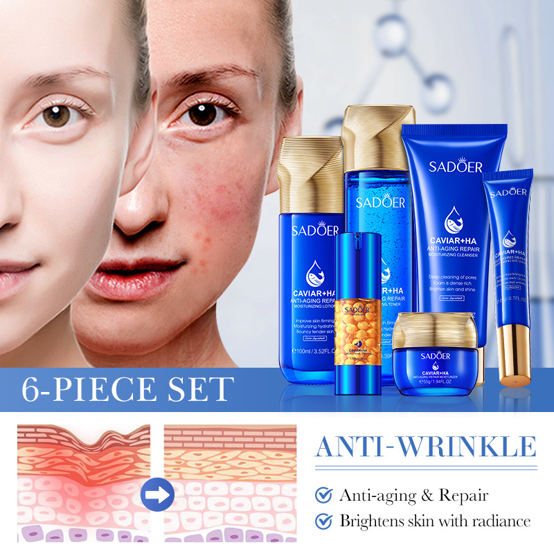 Cross-border export wholesale of all-English SADOER caviar hyaluronic Acid Anti-wrinkle Repair Moisturizing Set Item Picture