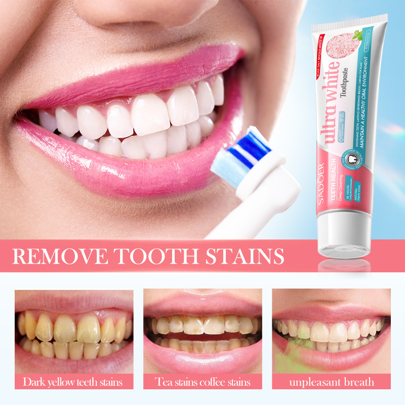 Cross-border wholesale of SADOER rose salt Brightening and stain Removal toothpaste for oral whitening and gum protection details Picture