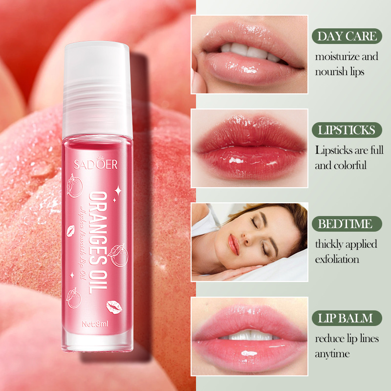 SADOER Peach, Orange and Strawberry Lip Oil for autumn and winter Moisturizing lip balm cross-border export wholesale Item Picture