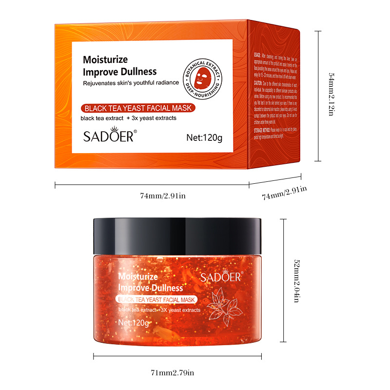 Cross-border export wholesale of SADOER black tea Yeast Mask for hydrating, moisturizing and nourishing the skin Item Picture