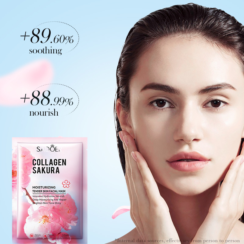 Cross-border wholesale of SADOER Sakura Collagen Moisturizing and rejuvenating Facial mask in English Item Picture