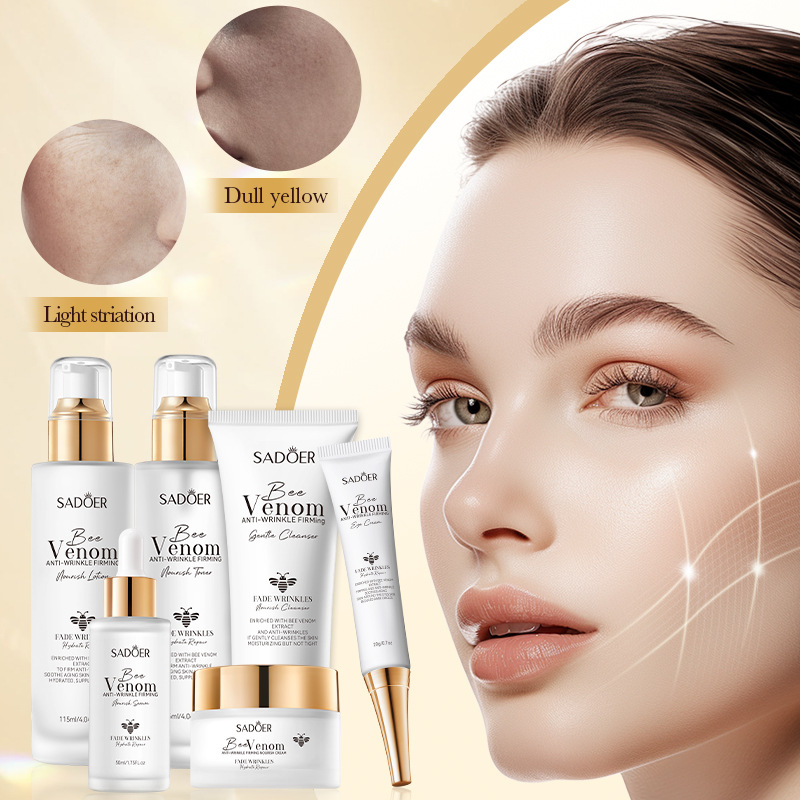 Cross-border export wholesale of SADOER bee Venom anti-wrinkle, Firming and Nourishing six-piece skincare set Application Scenario
