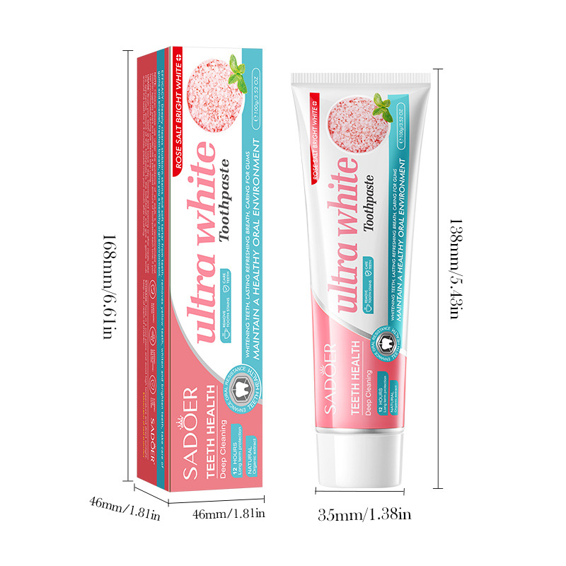 Cross-border wholesale of SADOER rose salt Brightening and stain Removal toothpaste for oral whitening and gum protection Item Picture